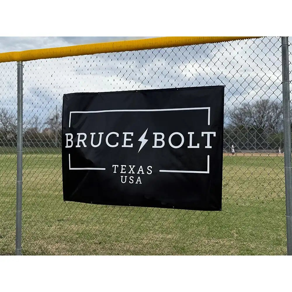 "BRUCE BOLT" Fence Banner (4' X 6') - Black