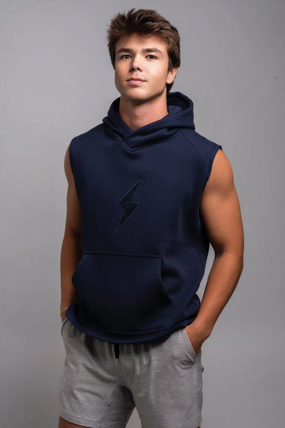 BOLT Sleeveless Hoodie - Navy/Navy Bolt