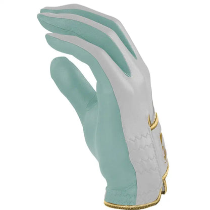 King of JUCO Creator Series Golf Gloves (On Left, 2-Pack) - Mint/Gold
