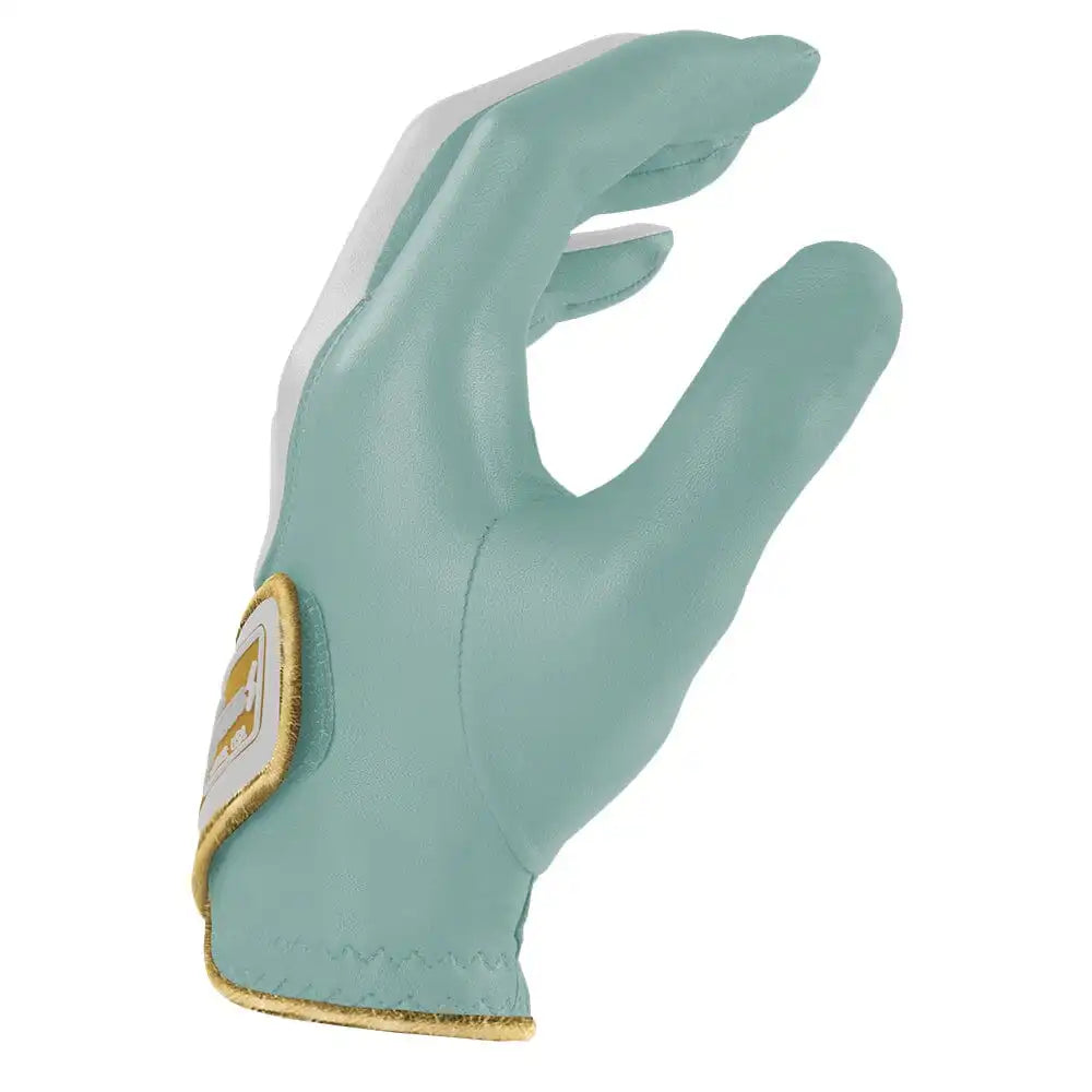 King of JUCO Creator Series Golf Gloves (On Left, 2-Pack) - Mint/Gold