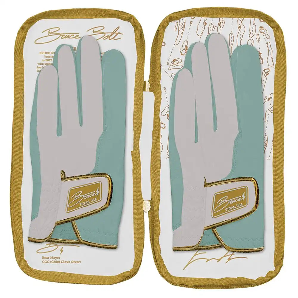 King of JUCO Creator Series Golf Gloves (On Right, 2-Pack) - Mint/Gold