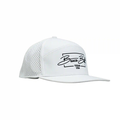 "BRUCE BOLT" Golf Performance Snapback Hat - White