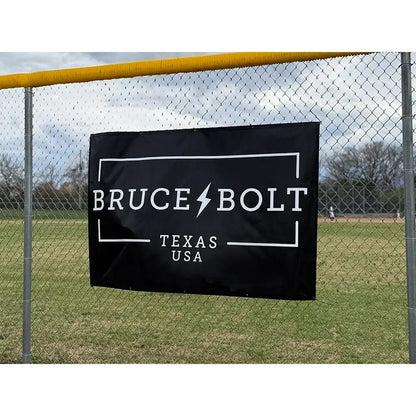 "BRUCE BOLT" Fence Banner (4' X 6') - Black