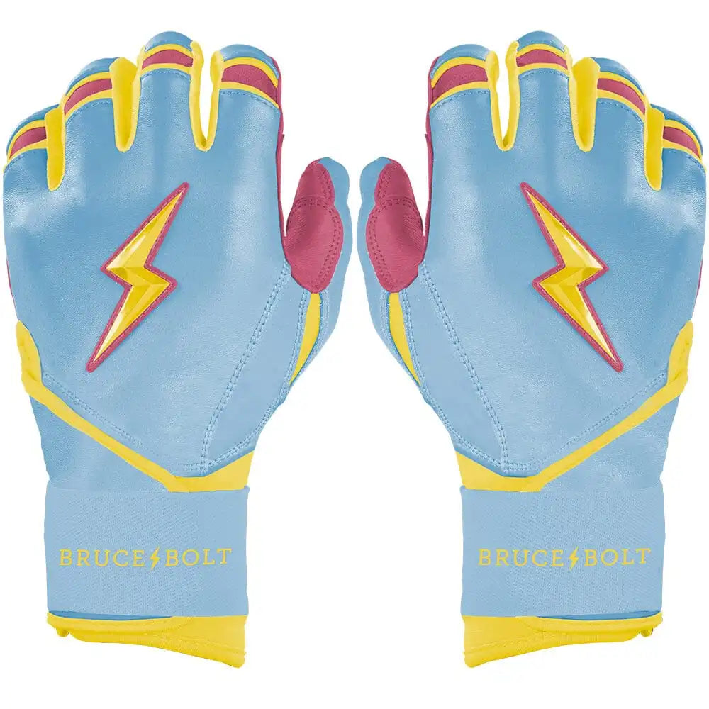 Coach RAC Creator Series Long Cuff Batting Gloves - Baby Blue/Yellow