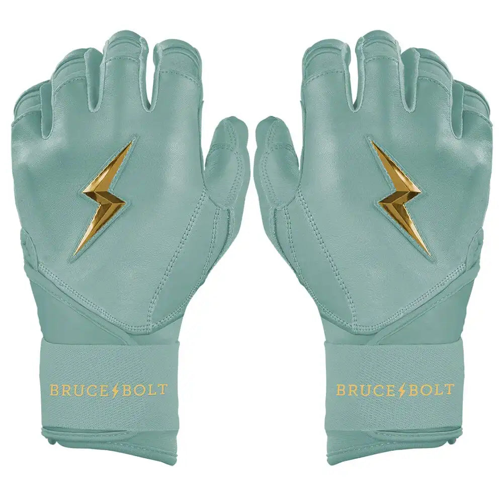 King of JUCO Creator Series Long Cuff Batting Gloves - Mint/Gold