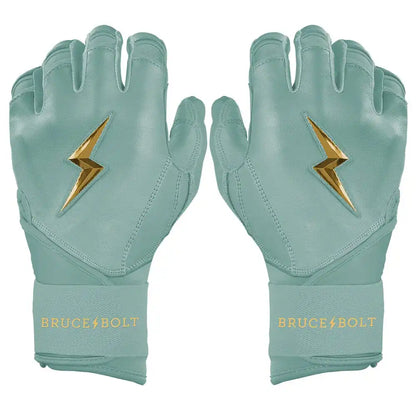 King of JUCO Creator Series Long Cuff Batting Gloves - Mint/Gold