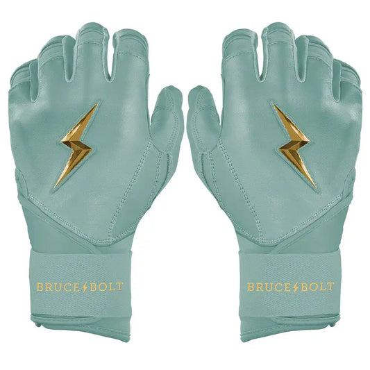 King of JUCO Creator Series Long Cuff Batting Gloves - Mint/Gold