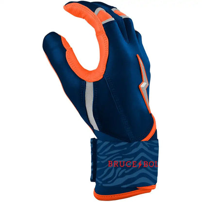 Max Clark Signature Series Long Cuff Batting Gloves - Navy/Orange