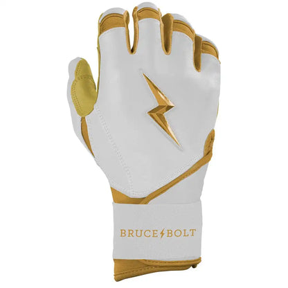 Gold Series Long Cuff Batting Gloves - White/Gold