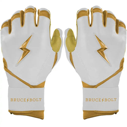 Gold Series Long Cuff Batting Gloves - White/Gold
