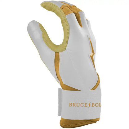 Gold Series Long Cuff Batting Gloves - White/Gold