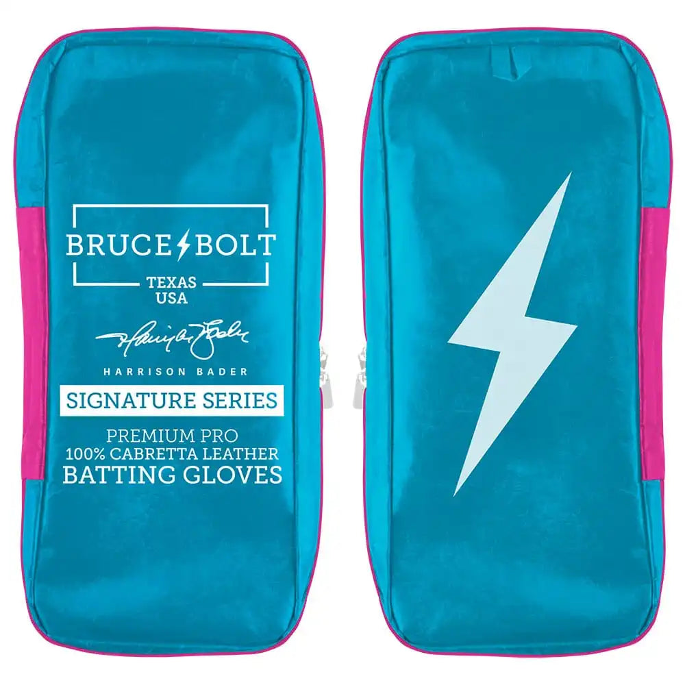 Harrison Bader Signature Series Short Cuff Batting Gloves - Blue/Pink